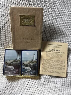 Vintage 1950s Congress Playing Cards 2-52 Card Decks Lighthouse Canasta Set